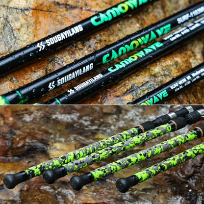 Sougayilang Surf Spinning Fishing Rod Carbon Travel Surf Rod M/MH 3 Piece Spinning Fishing Rod 9'/10'/11'/12' - color: green, size: 12ft-Spinning-3Pc-H