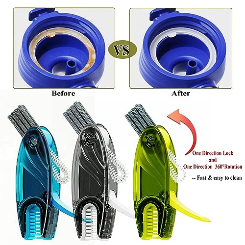4 in 1 Cup Lid Cleaning Brush Set Multifunctional Bottle Brush Cleaner Tiny Bottle Cup Lid Brush Straw Cleaner Tools Mini Silicone Bottle Cup-Holder Cleaner with Hook Remover Green + Blue - style: 1pc Blue 1pc Green 4in1