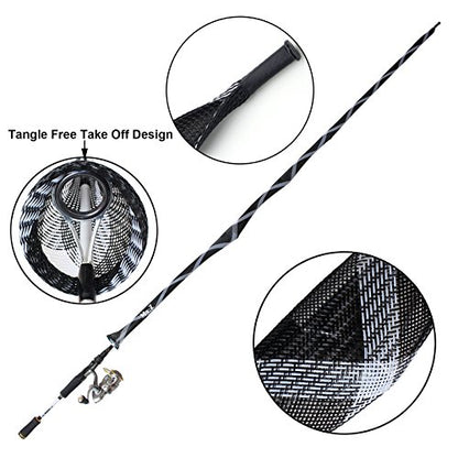 Mr. Z Pack of 4 Casting Fishing Rod Sleeves with 2 Rod Straps Fishing Rod Covers Pole Jacket Rod Socks - color: White and Black