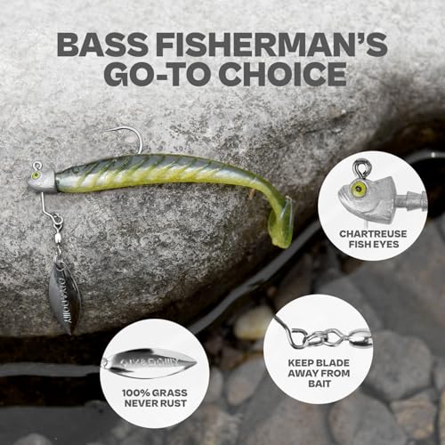 6-Pack Underspin Jig Heads with 100% Brass Blade (Never Rust) - 3/16oz, 1/4oz, 3/8oz, 1/2oz - Bass & Saltwater Fishing - color: Raw, size: 1/4oz
