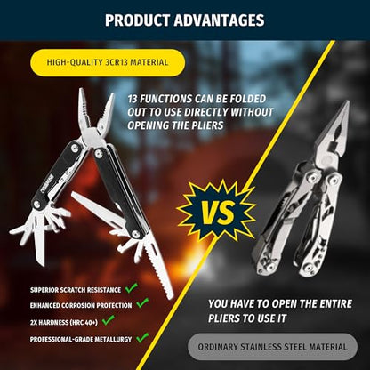 16-in-1 Multitool Pliers, Portable Camping Multi Tool with Safety Lock, Outdoor Survival Gear for Hiking, Hunting, Backpacking - style: 16 IN 1