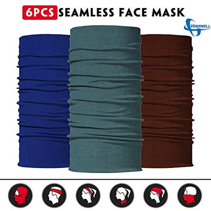 Venswell Neck Gaiter Face Mask Men Women,Seamless Bandana Rave Face Cover Scarf Mask,Balaclava,Headband, Head Wrap,Headwear - color: A-4-multi Solid