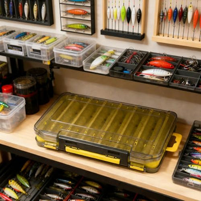 Waterproof Tackle Box With Handle, Double Sided Lure Storage Box 14 Compartments, Clear 7.8 X 5.3 X 1.4 In