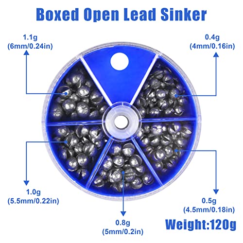 Split Shot Fishing Weights Sinkers Kit, 120g/box Round Fishing Line Sinkers Removable Egg Weights Assortment
