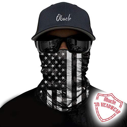 Obacle Bandana Face Mask Neck Gaiter Tube Mask Men Women for Sun Dust Protection - color: Us Flag Black Gray