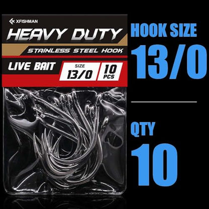 3X-Strong-Octopus-Hooks-Saltwater-Fishing-Circle-Hooks- Stainless Big Game Size 1-13/0 - size: 13/0 Pack of 10
