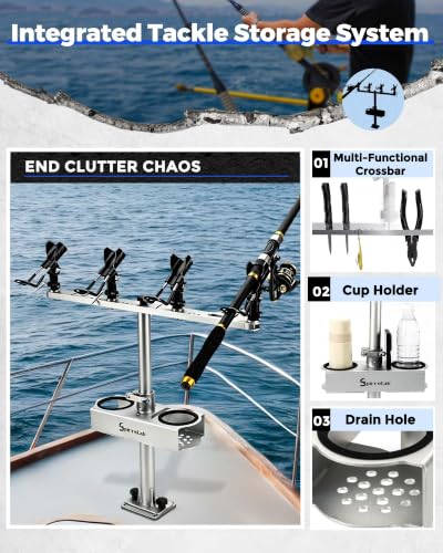 Spider Fishing Rod Holders for Boat, Aluminum Crappie Fishing Pole Mount, Adjustable Height & Angle, Boat Rod Rack for Spider Rigging - style: 1 Pack, Fishing Rod Holder