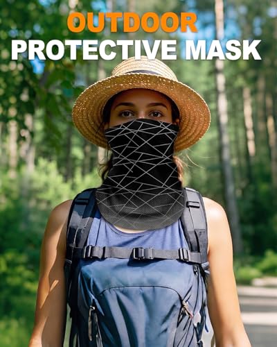 4Pack Neck Gaiter for Men Women Face Cover Mask Head Wrap Balaclava Headwear Bandana Headband Magic Scarf - color: A-black-stripes2