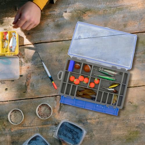 Conskyee Waterproof Fishing Tackle Box - 10.63"x7.08"x1.77" Portable Clear Storage Organizer with Removable Dividers, Small Blue Tackle Trays for Lures, Jigs, Terminal Tackle & Bait