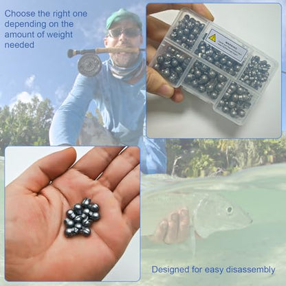 SANWEAL120PCS/200PCS Fishing Weights Sinkers - Premium Split ShotFishing Weights Sinkers - Round Removable Fishing Sinkers - 5/6 Sizes - style: Largeduck/200