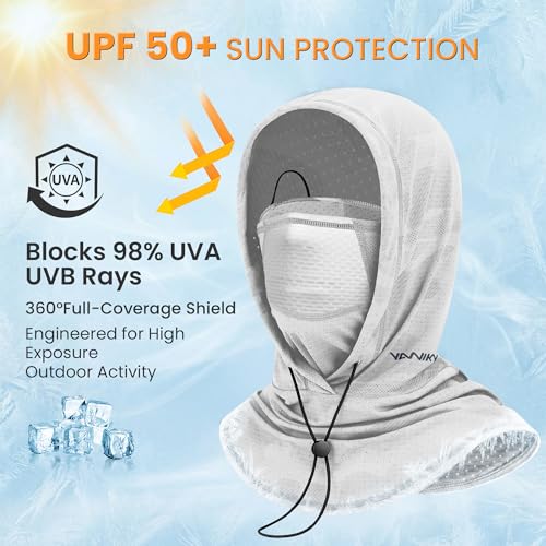 YANIKY Summer Cooling Balaclava with Breathable Holes, Sun UV Protection Face Mask for Running, Cycling, Fishing, Men & Women - color:  Black & White Camo Set