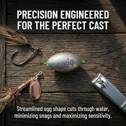 Egg Sinkers Fishing Weights, Oval Slip Sinkers Bullet Lead Fishing Weights for Freshwater Saltwater Tackle Set 1/8oz to 1oz - color: 3/4oz-20g-10pcs