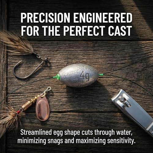 Egg Sinkers Fishing Weights, Oval Slip Sinkers Bullet Lead Fishing Weights for Freshwater Saltwater Tackle Set 1/8oz to 1oz - color: 1/2oz-15g-10pcs