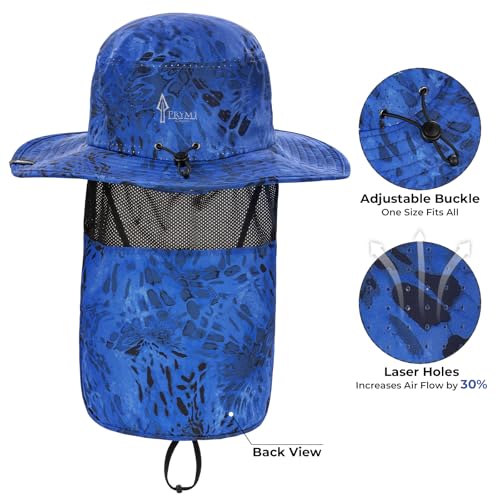 KastKing Sol Armis UPF 50 Boonie Hat - Sun Protection Hat, Fishing Hat, Beach & Hiking Hat, Paddling - color: A1: Prym1 Blue Patriot, size: With Neck Shield
