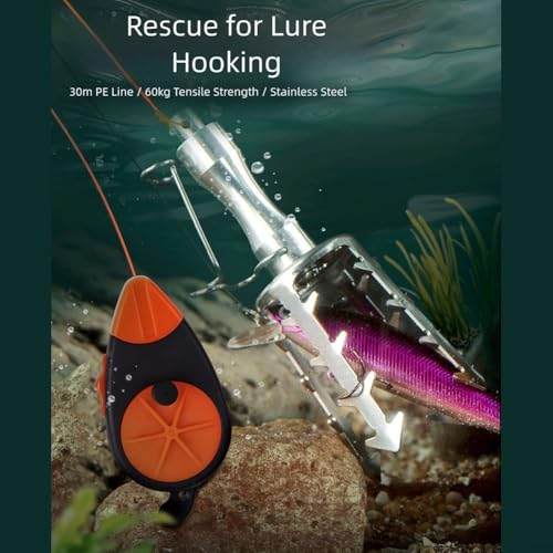 Fishing Lure Retriever with 30M PE Line Stainless Steel Fish Bait Rescue Device Tackle Recovery Tool for Snagged Lures Minnow Pencil Iron Plate VIB Underwater Snag Removal Equipment