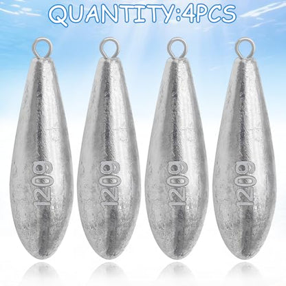 Fishing Weights Sinkers Bank Fishing Lead Sinkers | Bullet Fishing Weights Ocean Saltwater Surf Fishing Gear Fishing Assortment 1oz 2oz 3oz 4oz - style: 4oz-4pcs