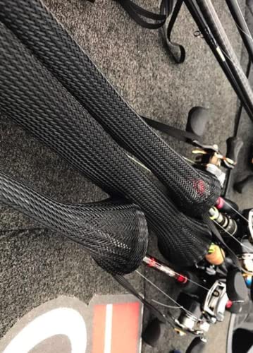 Fishing Rod Sock Mesh Sleeve Rod Cover Braided Mesh Rod Protector Pole Gloves Fishing Tools for Fly, Casting, Sea Fishing Rod - color: Black And Geen Cross Color Set (10pc)