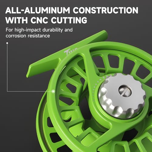 Maxcatch Tino Fly Fishing Reel, Large Arbor All Aluminum with CNC Cutting Trout Fly Reels, 3/4 5/6 7/8wt - color: Reel with Line Pre-loaded (Green), size: 5/6wt