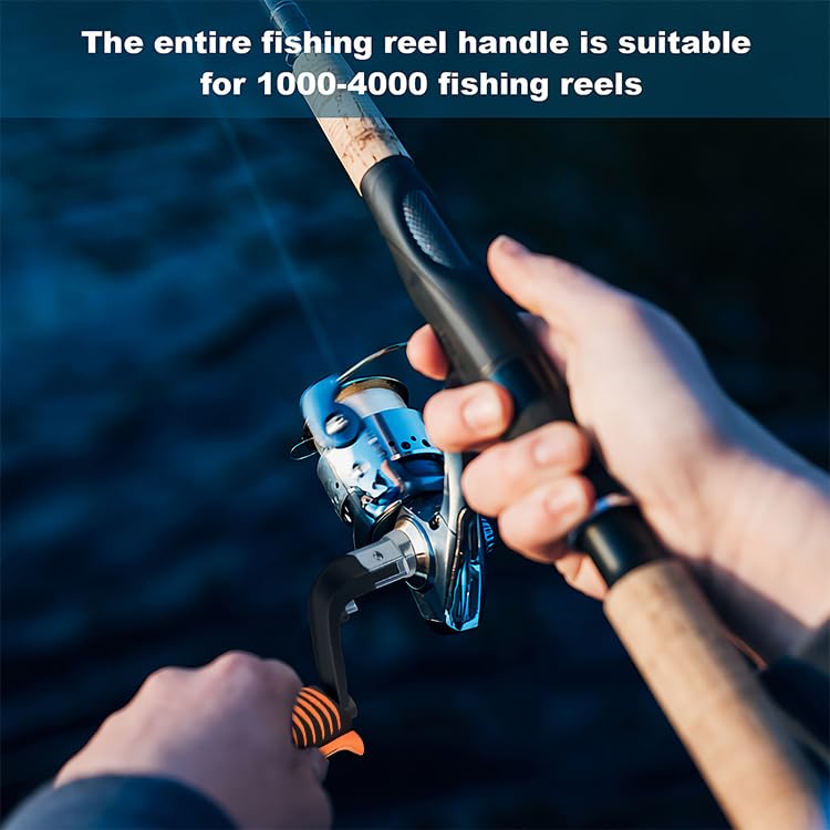 Fishing Reel Replacement Handle with Knob Covers, Spinning Casting Baitcaster Reel Grip Parts Universal Rocker Arm Non-Slip Rubber Sleeve - color: Black Handles & Fish-shaped Knob Covers