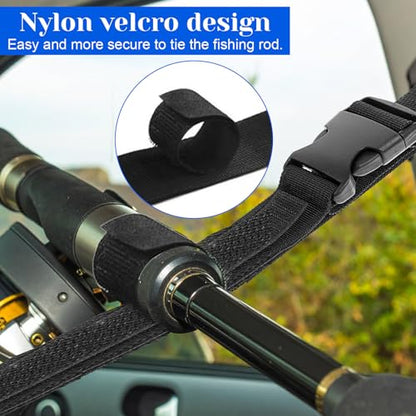Heavy Duty Fishing Pole Storage Straps, Fishing Pole Holder Roof Rack Inside, Vehicle Fishing Rod Holder for Truck Car, SUV, Adjustable 43-61 Inch, 5 Rod Capacity