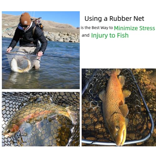 Rubber Fishing Net Replacement Hook Resist Fishing Nets for Fly Fish Landing Net, Trout Nets,Rubber Mesh Bag 4 Size - color: Black, size: L:Fits Hoop 19.7"-21"|Net Dia.19.7"|Depth 24"
