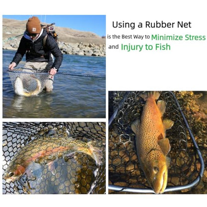 Rubber Fishing Net Replacement Hook Resist Fishing Nets for Fly Fish Landing Net, Trout Nets,Rubber Mesh Bag 4 Size - color: Black, size: L:Fits Hoop 19.7"-21"|Net Dia.19.7"|Depth 24"