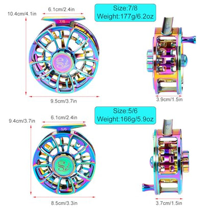 Sougayilang Fly Fishing Reel, Size 5/6,7/8 CNC-Machined Aluminum Alloy Fly Reel,Powerful Lightweight Fly Reels for Trout Fishing - size: 7/8 wt