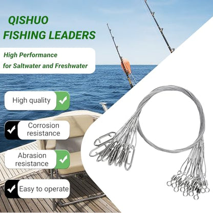 QISHUO Heavy Steel Fishing Leader Saltwater High Strength Wire Leader Line Bait Freshwater Fishing Leaders Stainless White Nickel - size: Size #2 (7.8in-30lb) 40pcs
