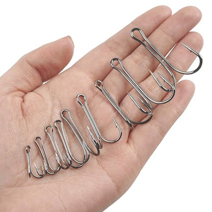Double Fishing Hooks, 40/80pcs Classic Dual Frog Hooks High Carbon Steel Double Hooks Fishing Open Shank Barb Fishing Bait Hooks Saltwater Freshwater 8#-4/0 - size: 4/0-40PCS