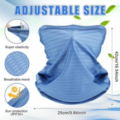 Geyoga 3 Pcs Cooling Neck Gaiter for Men Women Breathable Mesh UV Protection Summer Neck Cover with Mesh Hole Strap Neck Wrap - color: Dark Grey, Blue, Khaki