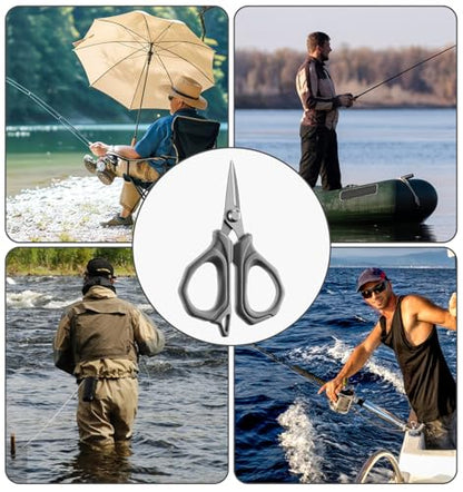Fishing Scissors for Braided Line, 4" Retractable Braided Fishing Line Cutter Non-Slip Grip Braid Scissors with 27" Retractable Reel Carabiner Design for Easy Carrying Ideal for Saltwater & Freshwater