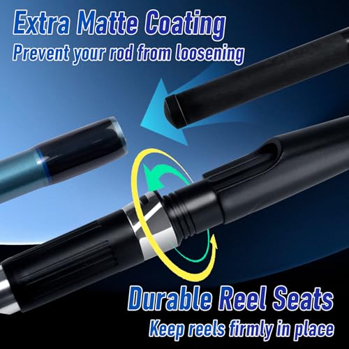 Dr.Fish Spinning Fishing Rod for Surf Fishing, Hard Power, Extra Fast, 3 Section Carbon Fiber Stainless Steel Guide EVA Grip Surf Casting Saltwater Fishing Pole Beach Trolling - size: 12.8FT-3 Sections