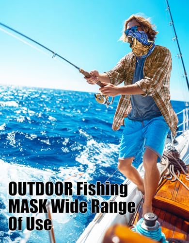 JHYWELL Cooling Neck Gaiter Face Mask, UV Protection Masks Gator, Windproof Bandana for Skiing, Fishing, Hiking, Cycling - color: Fish Waves