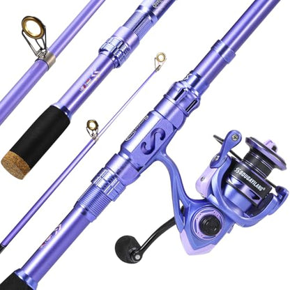 Sougayilang Fishing Rod and Reel Combos Carbon Fiber Telescopic Fishing Pole with Smooth Reel Combo Saltwater Freshwater Kit - color: Purple Rod and Reel, size: 1.8m/5.91ft