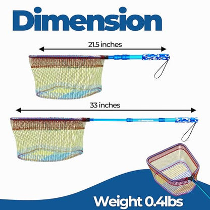 DaddyGoFish Kids Fishing Net - Extendable Telescopic Landing Net for Boy Girl Children Catching Small Fish Crab Shrimp Minnow Dragonfly Beach Pier Lake River Ocean - color: Style 2 (2 Pack, Blue + Blue)