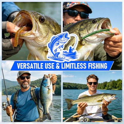 Wacky Worms for Bass Fishing, Fableblis 161Pcs 5.5" Soft Plastic Fishing Lures Kits, Fishing Worm Baits with Wacky Rig Tool, Thick O-Rings, Hooks, Weights, Complete Starter Kit for Freshwater Fishing