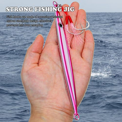 Fishing Jigs Vertical Saltwater Jigs Vertical Jigging Spoon Fishing Tuna Lures Boat Fishing Artificial Lures for Tuna, Grouper, Dogtooth, Snapper, Bass, Salmon/60g, 80g,120g - color: 1pcs-purple