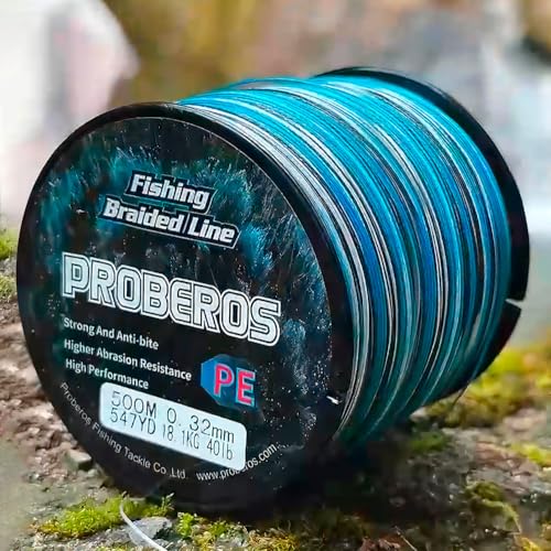 Braided Fishing Line 4 Strands Stronger Multifilament PE Braid Wire for Saltwater 6LB-100LB 110yards 328yards 547yards Super Strong Superline - color: Camouflage Blue, size: 547Yds/80LB