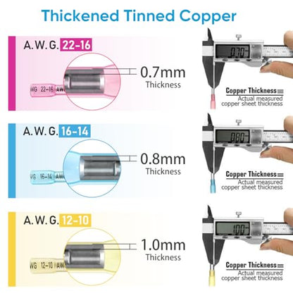 TICONN 250Pcs Heat Shrink Wire Connectors, Waterproof Automotive Marine Electrical Terminals Kit, Crimp Connector Assortment, Ring Fork Spade Butt Splices - style: 250PCS Combo