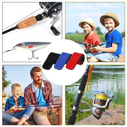 Wettarn 30 Pcs Fishing Pole Straps Fishing Rod Wrap Elastic Pole Carrier Rod Ties Stretchy Holder for Gear and Equipment Casting Rods Holder Strap Belt - style: Black, Red, Blue