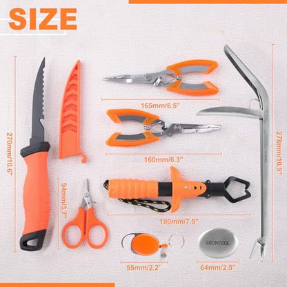 12 Pcs Fishing Tool Kit Fishing Pliers with Lanyard, Fillet Knife, Floating Fish Lip Gripper, Fishing Braid Scissors, Tool Retractor, Fishing Hook Remover and Odor Absorber Tool, Fishing Gear