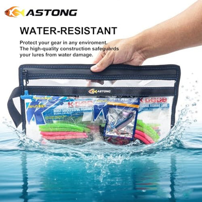 2 Layer Water-resistant Fishing Bait PVC Clear Storage Bag BaitShield Tackle Bag Storage for Bait Tackle Lures Soft Plastics and Fishing Gear Large Capacity 2 Size (1Pc Medium+1Pc Large)