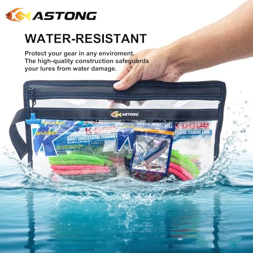 2 Layer Water-resistant Fishing Bait PVC Clear Storage Bag BaitShield Tackle Bag Storage for Bait Tackle Lures Soft Plastics and Fishing Gear Large Capacity 2 Size (4Pcs Large)
