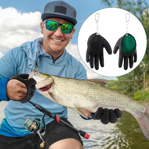 2Pcs Fishing Gloves with Magnet Release, Professional Fisherman Catch Fish Glove Quick Drying, Anti-Slip Puncture Proof Fish Handling Glove for Handling,Catching,Cleaning - color: Orange