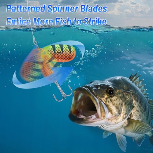Dr.Fish Inline Fishing Spinner Kit 1/4oz, Freshwater Fishing Lures Bell Spinnerbait French Blade Trout Bass Walleye Lures - color: Mixed, size: 1/4oz-5 Pieces