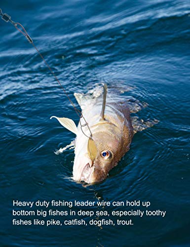 Fishing Leaders Line Steel Leaders Fishing Saltwater 125LB Fishing Leaders with Swivels and Snaps, 19.68in - color: Red