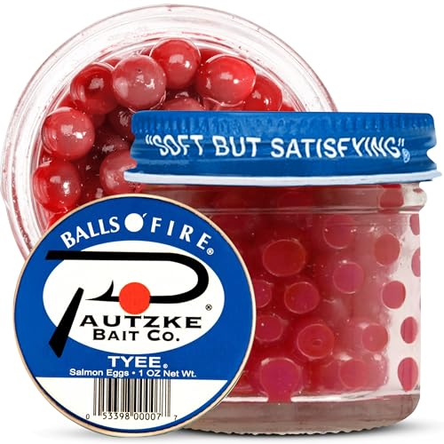 Pautzke Balls O' Fire Salmon Eggs Bait - Real Salmon Eggs for Trout Fishing, Soft Fish Eggs for Salmon Fishing, Can Be Used as Single Egg Salmon Bait or Salmon Egg Sacks - color: Tyee