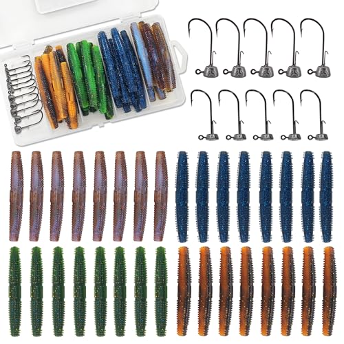 Senko Worms for Bass Fishing, Wacky Worms, Reaction Lure, Soft Plastic Bait for Ned rig, Fishing Lure Kit for Freshwater Bass - size: Senko02