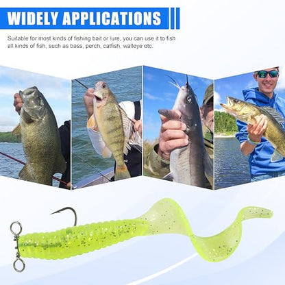 Drop Shot Fishing Hooks-30/60Pcs Spin Shot Hook in-line Drop Shot Rig with Swivel High Carbon Steel Fishhook Worm Hook for Bass,Perch, Carp, Catfish Walleye - size: 30pcs