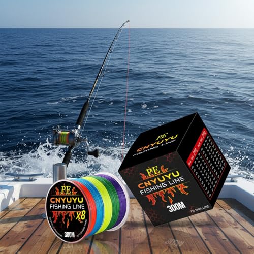 Braided Fishing Line-8 Strands PE Superline,300M/328Yds,High Sensitivity Multicolor Braid